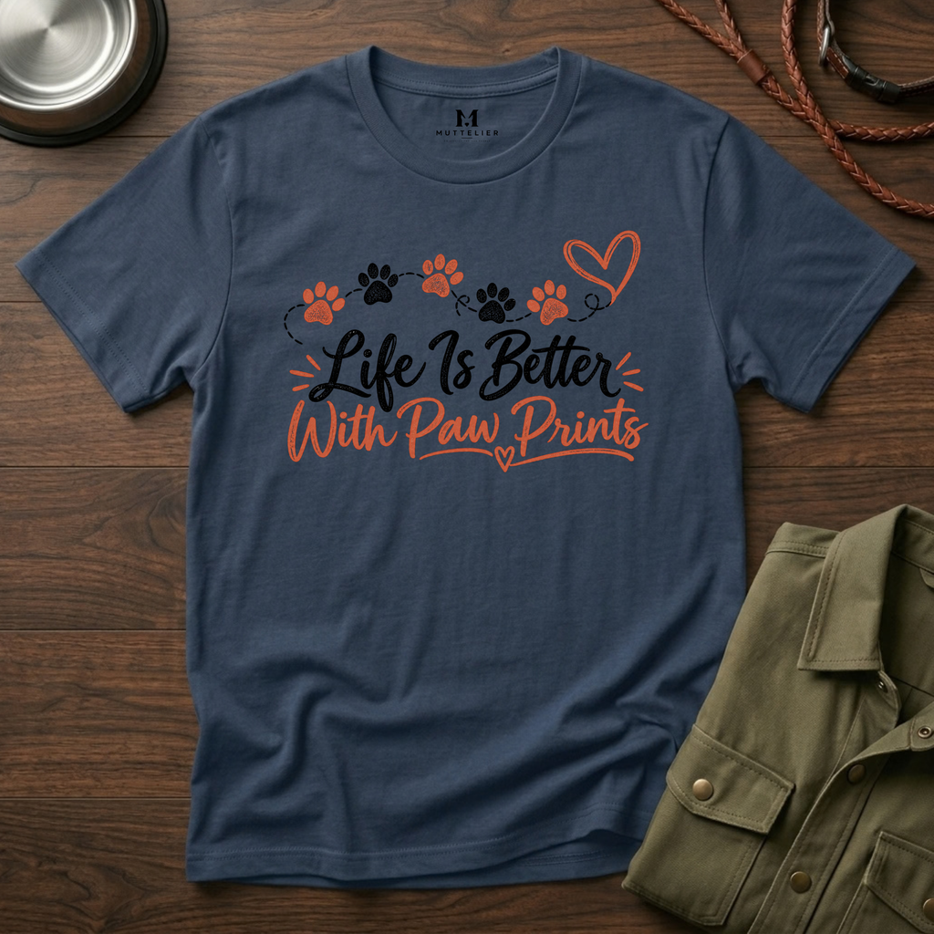 Life is Better With Paw Prints T-Shirt