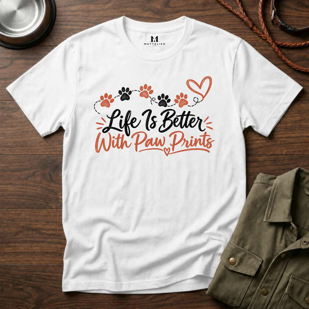 Life is Better With Paw Prints T-Shirt